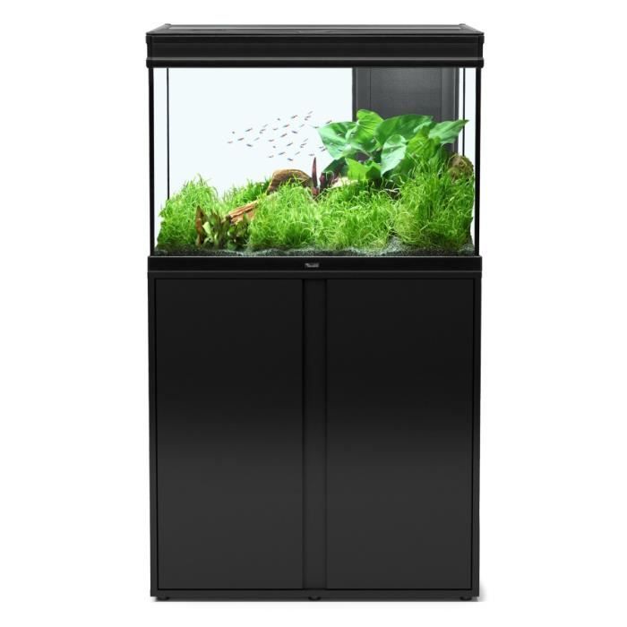 ENSEMBLE AQUARIUM EXPERT LED 180 LITRES 80X40 CM NOIR + MEUBLE Taille ...