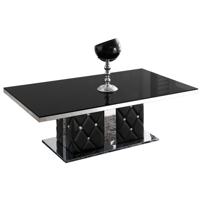 Table De Salon But En Verre Table de salon noir laqué avec plateau en verre et pied en strass
