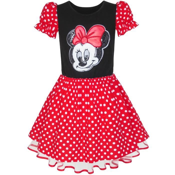 Robe Fille Dessin animé Rouge Blanc Point Tulle Ourlet ...