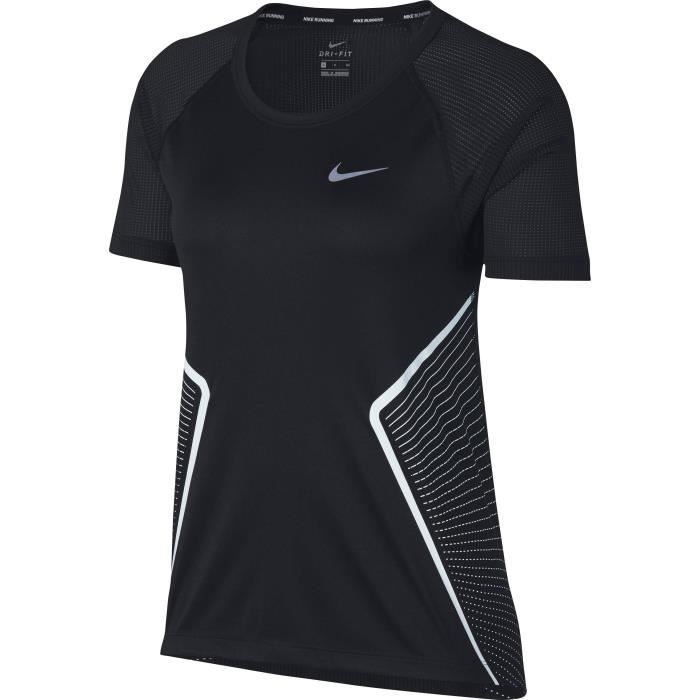 NIKE T-Shirt manches Courtes Dry Miler - Femme - Noir