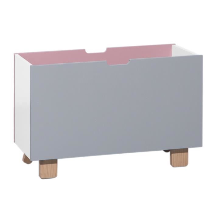 MOMENTO Norvège coffre à jouets Rose-Gris perle