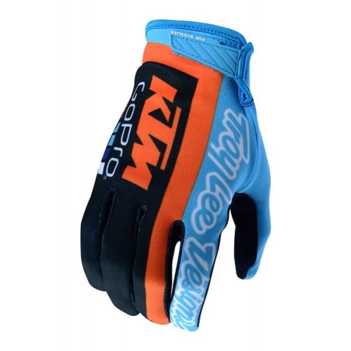 Gants Moto Cross Vtt Team Troy Lee Designs Ktm Gopro Air Bleu Bleu