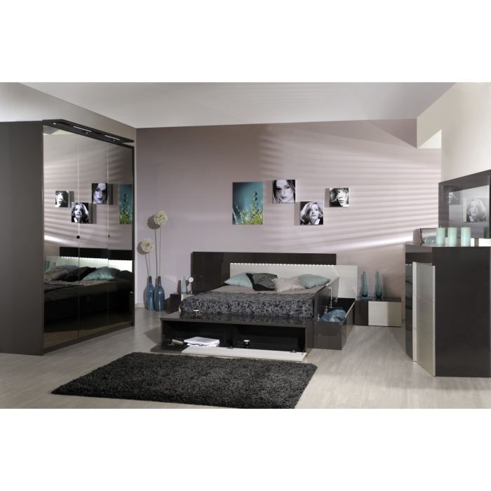 GREY Lit 140 cm complet + 2 chevets   Achat / Vente STRUCTURE DE LIT