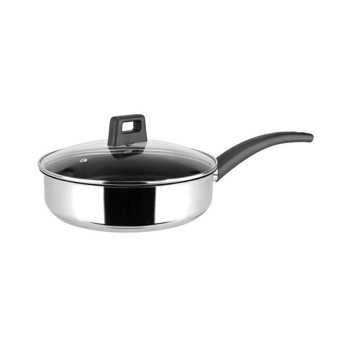 SITRAM Sauteuse Arpège en inox brillant - Ø 24 x H 6 cm - Noir - Tous feux dont induction