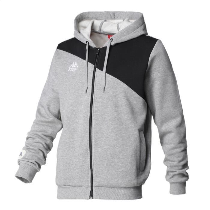 KAPPA Sweat Pentone Zippé - Homme - Gris et Noir