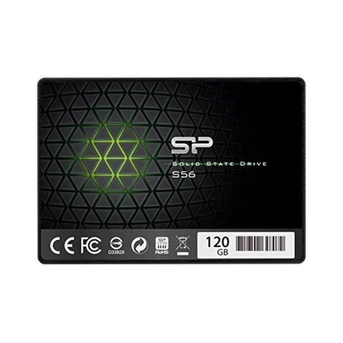 SILICON POWER SSD SATAIII TLC S56 120 GB 7mm 25 Noir Phison controller 3D TLC NAND