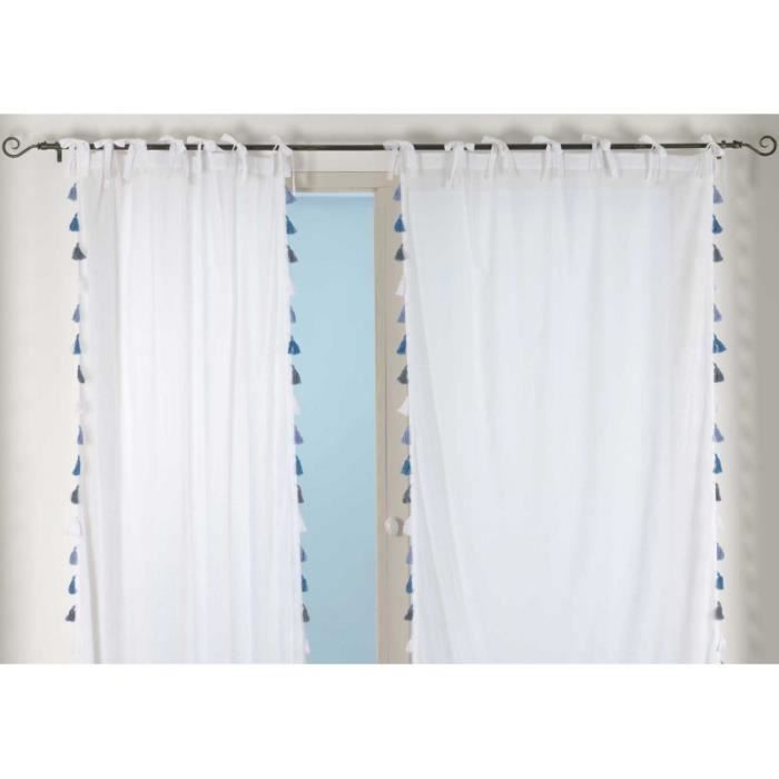 Rideau voile pompons bleus 105x300 cm Amadeus - Achat / Vente rideau ... Rideau voile pompons bleus 105x300 cm Amadeus - Achat / Vente rideau ...