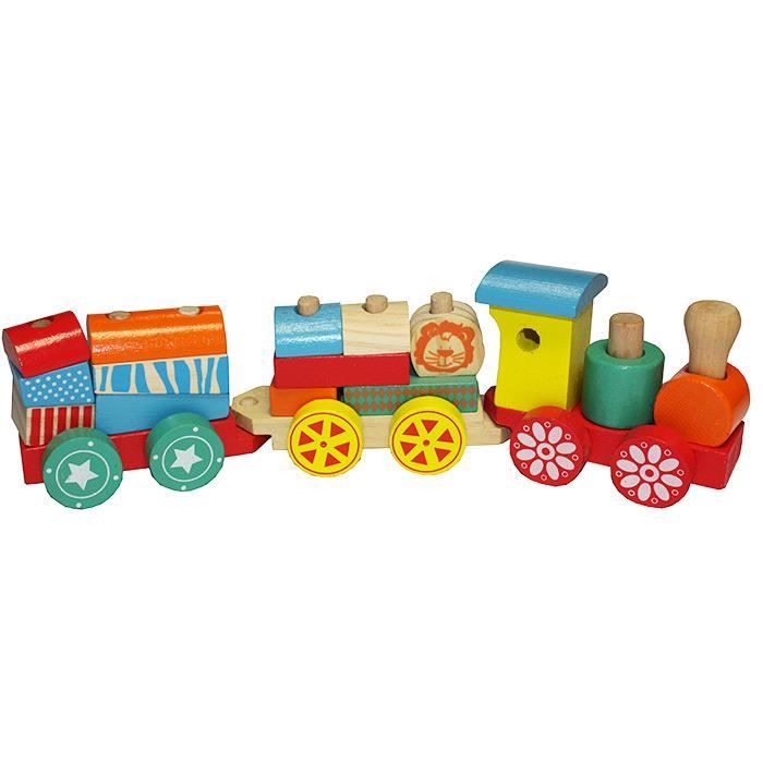 Train en Bois Jouet Enfant Très coloré 14 Blocs Achat / Vente assemblage construction