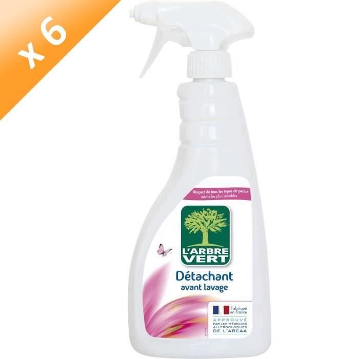 L'ARBRE VERT Sprays détachant soin du linge avant Lavage - Ecologique - 740 ml - Lot de 6