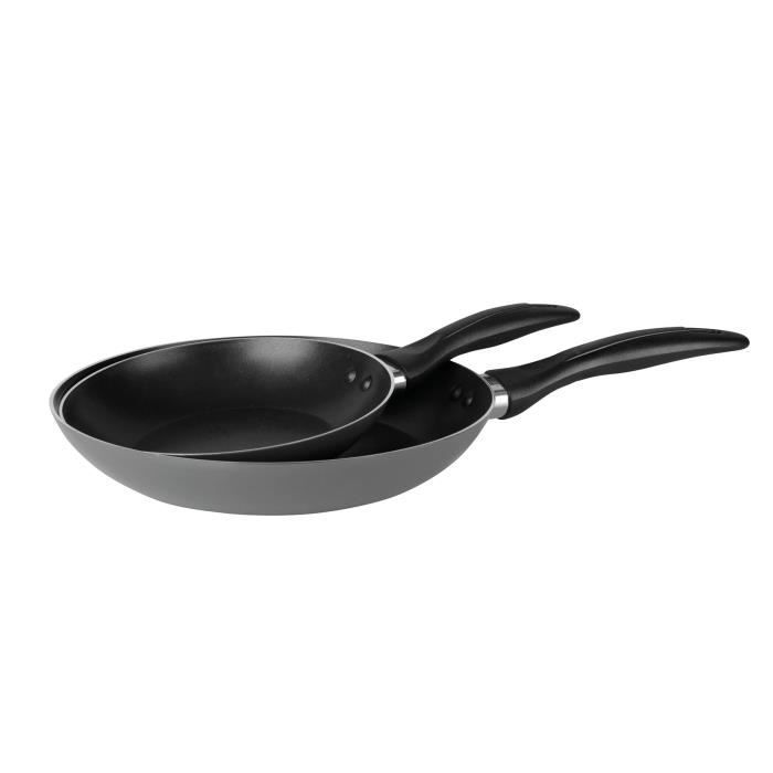 CREALYS IMBATTABLE Lot de 2 Poêles 523896 - Ø 22-26 cm - Gris - Tous feux sauf induction