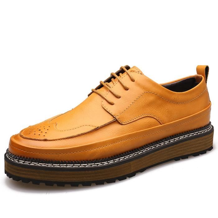 Iztpserg gris Noir Homme Chaussure Cuir Richelieu jaune rqArY
