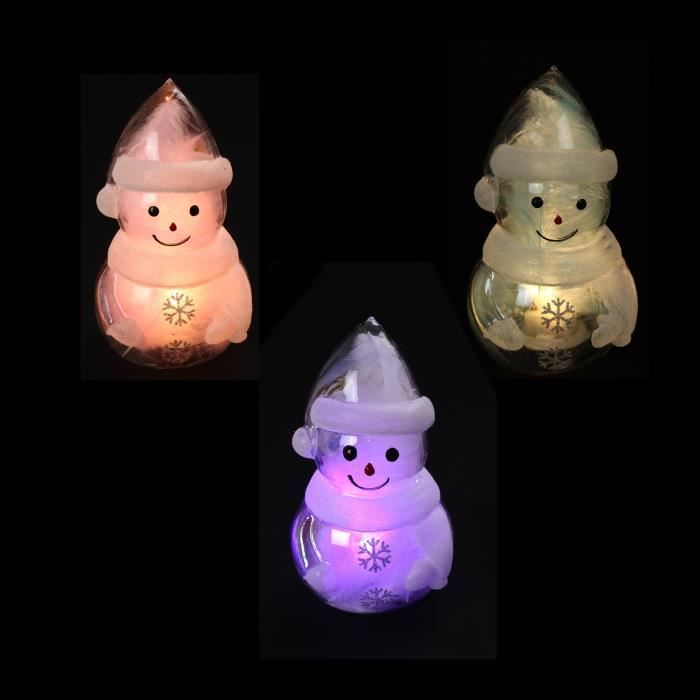 Personnage de Noël Bonhomme de neige lumineux en verre