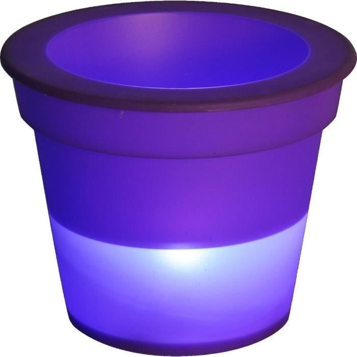 HOMEA Pot Lumineux En Plastique A Piles + 1Led O16*H13Cm Prune