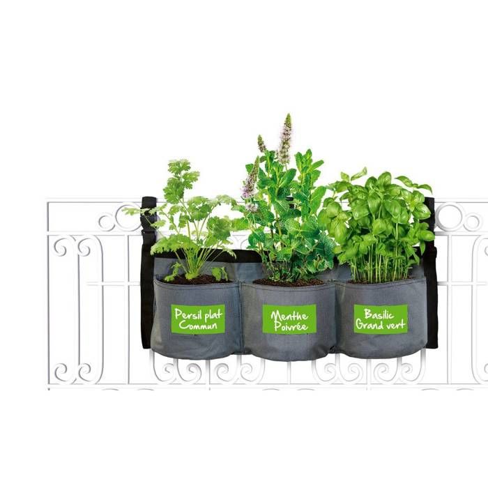 KITCHEN GARDENING Pot de fleurs en tissu - Jardin suspendu aromates