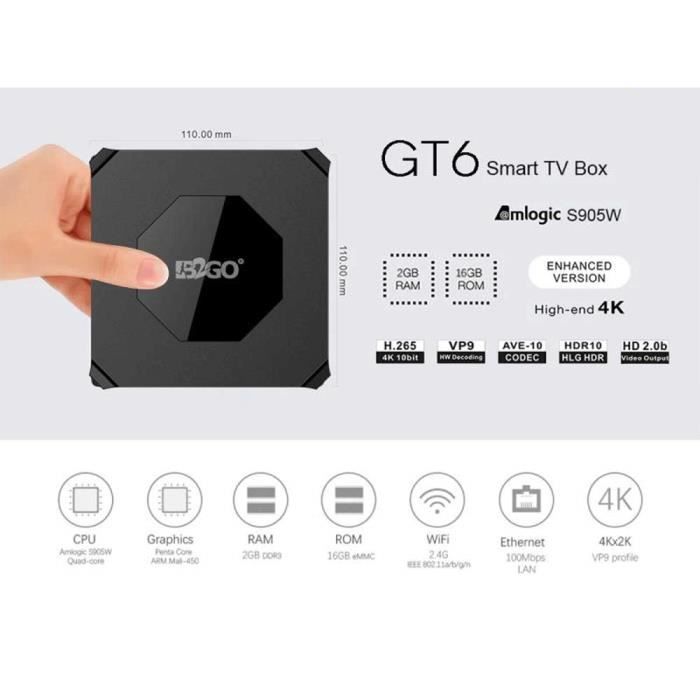 Ovegna GT6 : Android Box, Android 8.1, Amlogic1