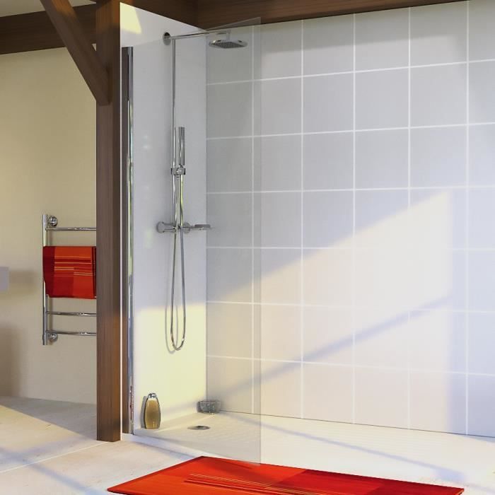 CREAZUR Porte de douche pivotante Merlyne - 100 x 190 cm - Verre trempé 8 mm