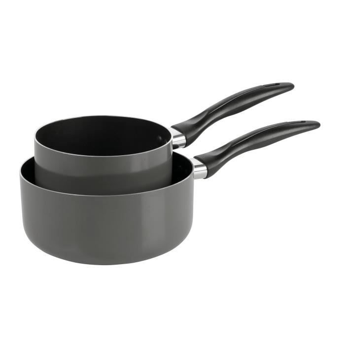 CREALYS IMBATTABLE Lot de 2 Casseroles 523898 - Ø 16-20 cm - Gris - Tous feux sauf induction
