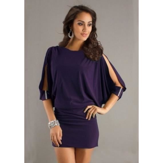 Robe courte bleue fleurie à coupe droite col v et à manche 3/4 ONLY CARMAKOMA - CCV Mode