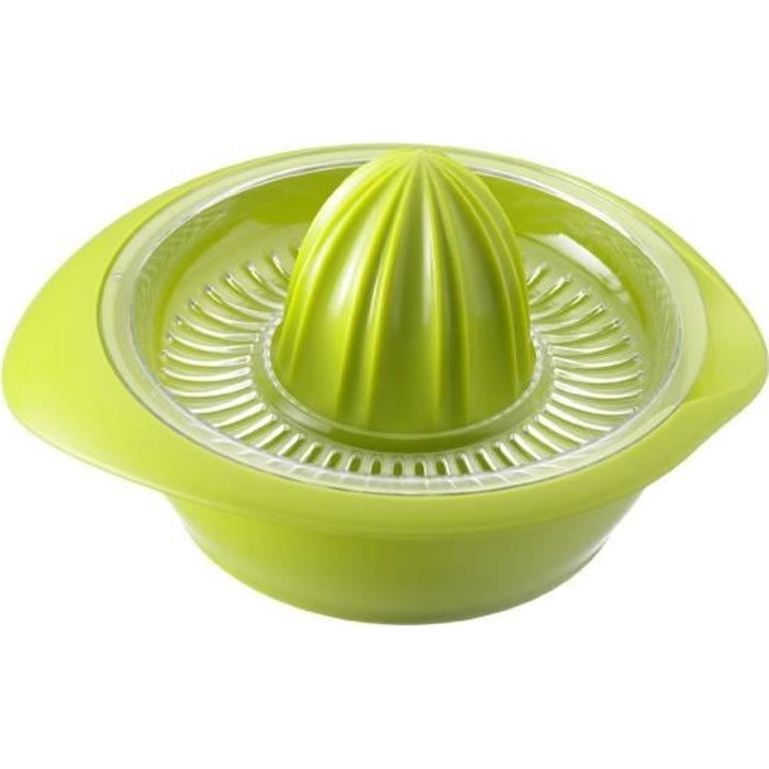 Presse-fruits Manuel En Verre - Couvercle Plastique Avec Bec - Couleur Vert Ou Jaune - Dimensions 9x13x12 Cm - 3