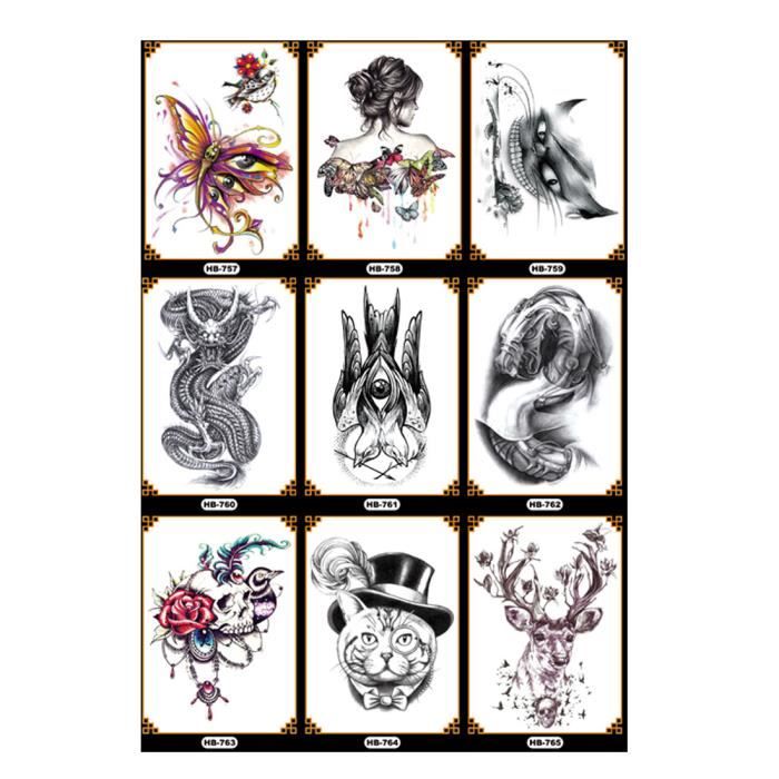 bricolage body art animaux de tatouage temporaire aquarelle peinture