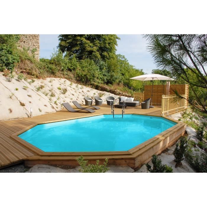 SUNBAY Piscine en bois pin sylvestre Acapulco - 6,37 x 4,12 x 1,33 m