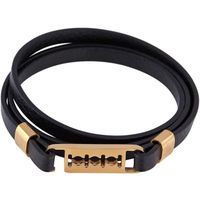 BRACELET - GOURMETTE LOUIS VILLIERS Bracelet Cuir LVW18089B Noir et Dor BRACELET - GOURMETTE LOUIS VILLIERS Bracelet Cuir LVW18089B Noir et Dor