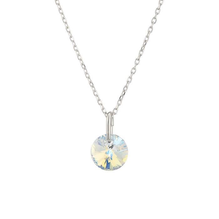 LES BIJOUX D'EMMA CRISTAL - Collier en Argent et Cristal De Swarovski Coloris Aurore Boreale