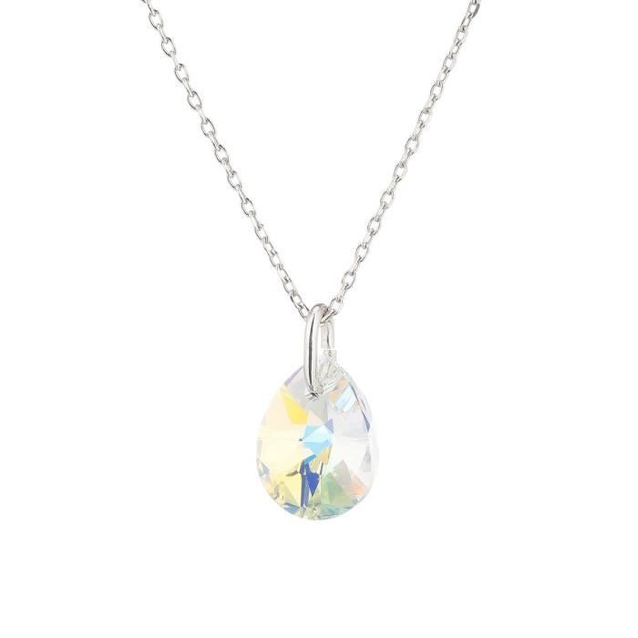 LES BIJOUX D'EMMA CRISTAL - Collier en Argent et Cristal De Swarovski Coloris Aurore Boreale