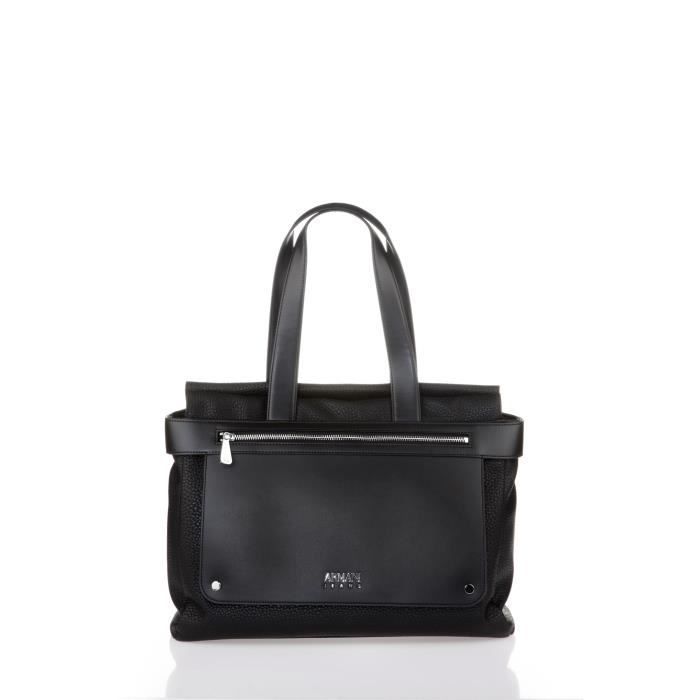 ARMANI JEANS - Sac à Main Noir en Similicuir Grainé - Femme