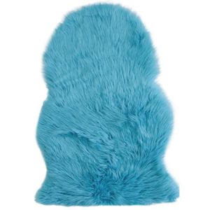 Tapis imitation peau de b?te Cocooning 55x80 cm bleu