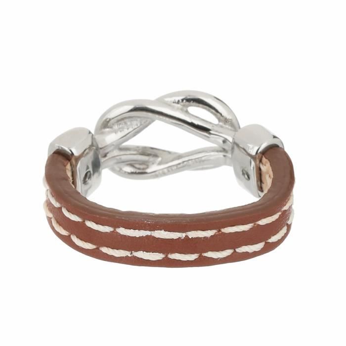 MAC DOUGLAS Bague Acier NŒud Cuir Fauve Mac Douglas 5 Mm