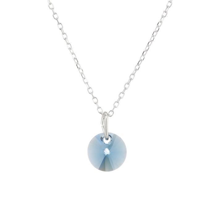 LES BIJOUX D'EMMA CRISTAL - Collier en Argent et Cristal De Swarovski Coloris Denim Blue