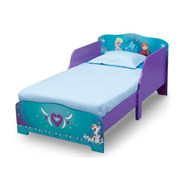 LA REINE DES NEIGES - Lit Enfant en Bois - Bleu et Violet - 70 x 140cm