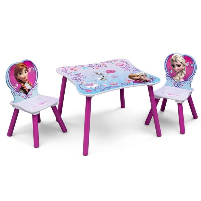 LA REINE DES NEIGES Table enfant et 2 chaises enfant en bois