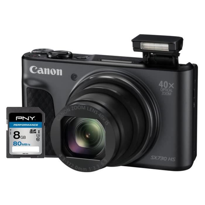 Canon SX730HSBK Appareil photo numérique compact 20,3 MP + Carte mémoire SDHC 8Go