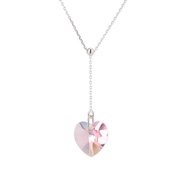 LES BIJOUX D'EMMA CRISTAL - Collier en Argent et Cristal De Swarovski Coloris Light Rose