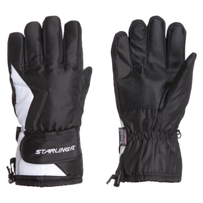 STARLING Gants de Ski Adulte - Noir et Blanc