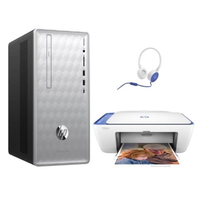 HP PC de Bureau Pavilion 590-p0008nf - i3-8100 - 8Go de Ram + Stockage 1To - Intel UHD 630 - w10 + Imprimante + Casque
