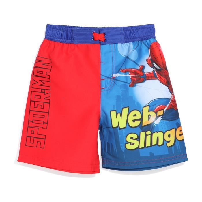 SPIDERMAN Maillot de Bain Rouge Enfant Garçon Sérigraphie
