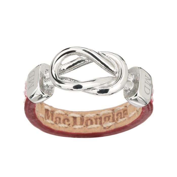 MAC DOUGLAS Bague Acier NŒud Cuir Rouge Mac Douglas 5 Mm