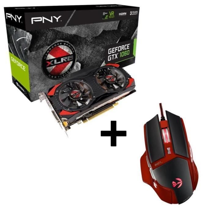 Pack PNY Carte graphique GeForce® GTX 1060 XLR8 OC GAMING + PNY Souris Gaming RIOT 01