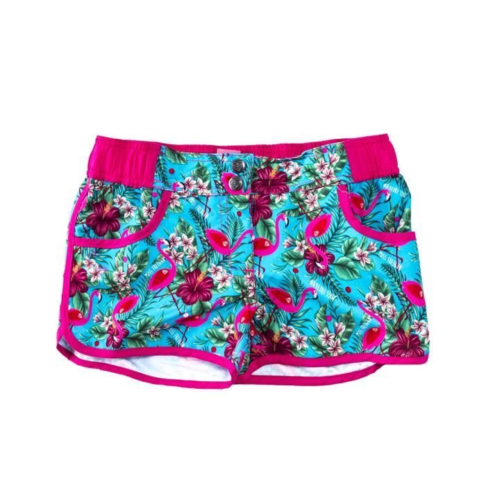 FREEGUN - Boardshort Court Miss Freegun Turquoise Imprimé Tropical pour Fille