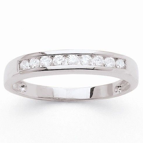 MONTE CARLO STAR - Demi-Alliance en Or Blanc 18 Carats et Diamants Sertis en Rail - Femme