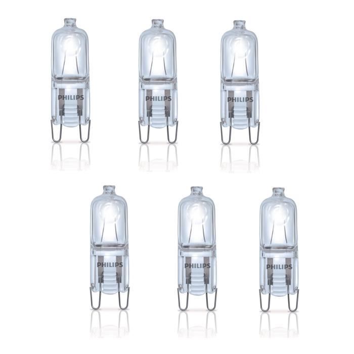 PHILIPS Lot de 6 ampoules Ecohalo G9 42 W équivalent à 60 W