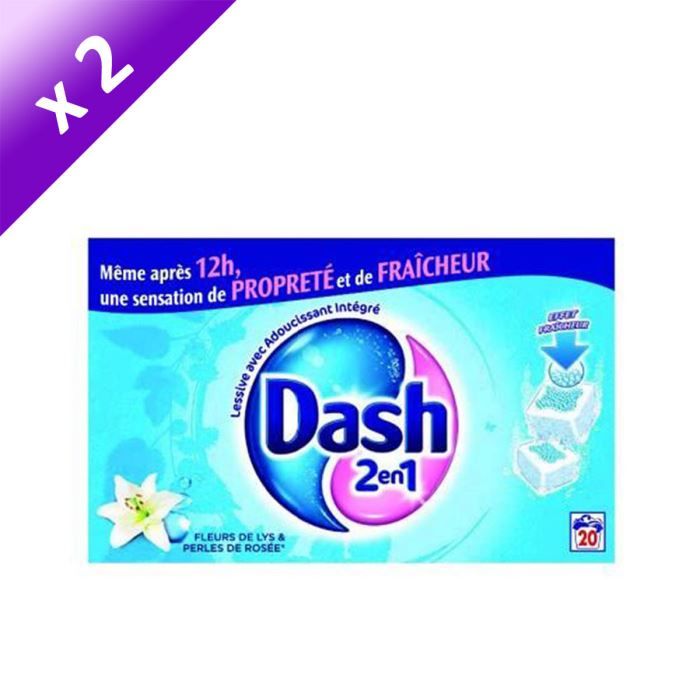 DASH Source de Fraîcheur 40 Tablettes x2   Achat / Vente LESSIVE DASH