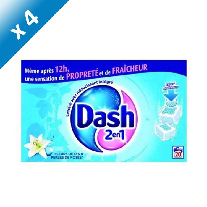 DASH Source de Fraîcheur 40 Tablettes x4   Achat / Vente LESSIVE DASH