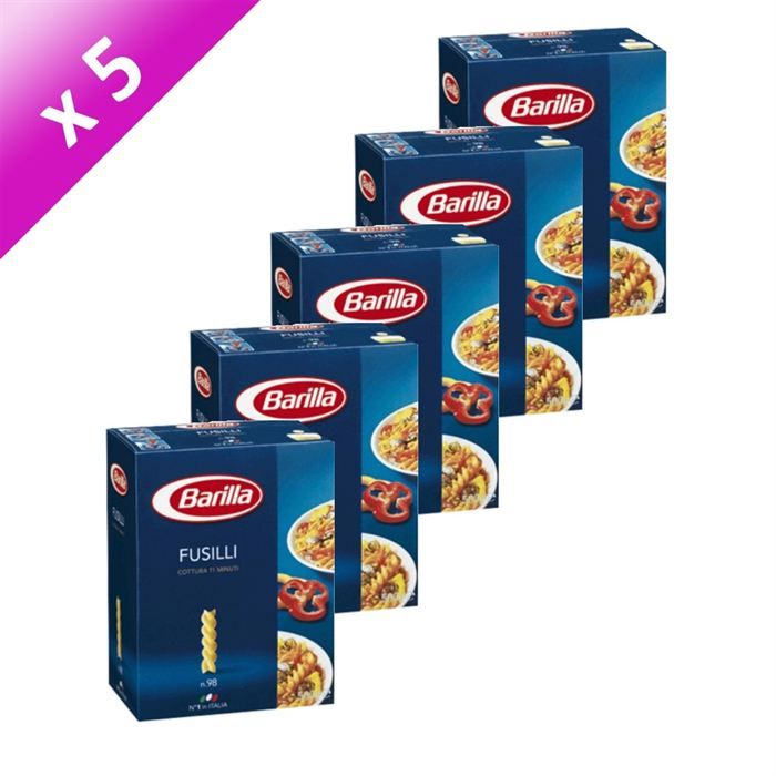 Lot de 5 Paquets   BARILLA   Fusili N°98   Boite de 500 grammes