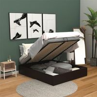 STRUCTURE DE LIT MAJESTY Lit coffre adulte contemporain simili noir STRUCTURE DE LIT MAJESTY Lit coffre adulte contemporain simili noir