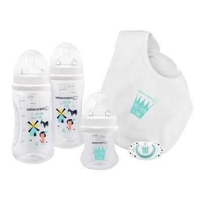 BEBE CONFORT Coffret cadeau Edition limitée Once Upon a Time - 1 biberon 140ml + 2 biberons 270ml + 1 sucette Dental Safe + 1 bavoir