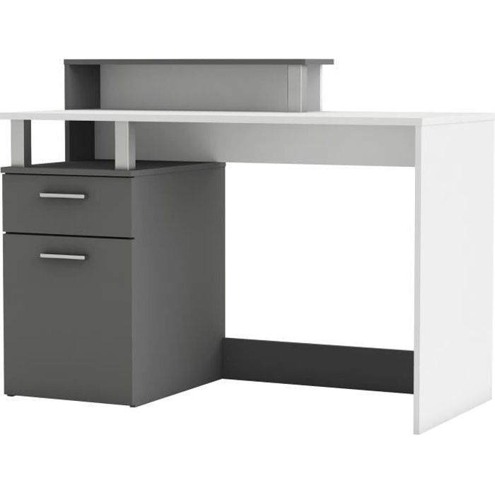 ORACLE Bureau multimédia blanc et gris - L 140 cm